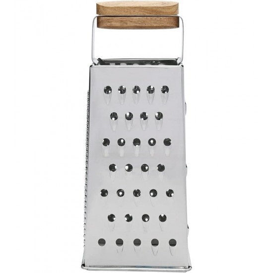 Ralador 4 Faces 21,5cm Quadrado Aço Inox Alça Acácia Mimo Style